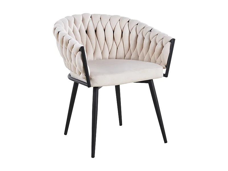 Lot de 2 chaises TRESSEES Velours Pied en métal noir