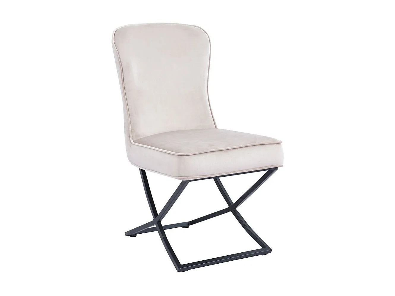 Lot 4 Chaises Salle à Manger Gabrielle Velours Beige Capitonné Pieds Métal Noir