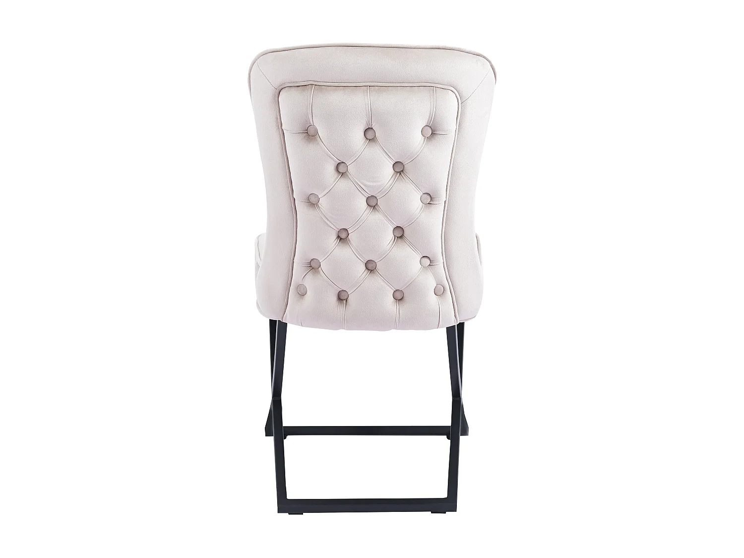 Lot 4 Chaises Salle à Manger Gabrielle Velours Beige Capitonné Pieds Métal Noir