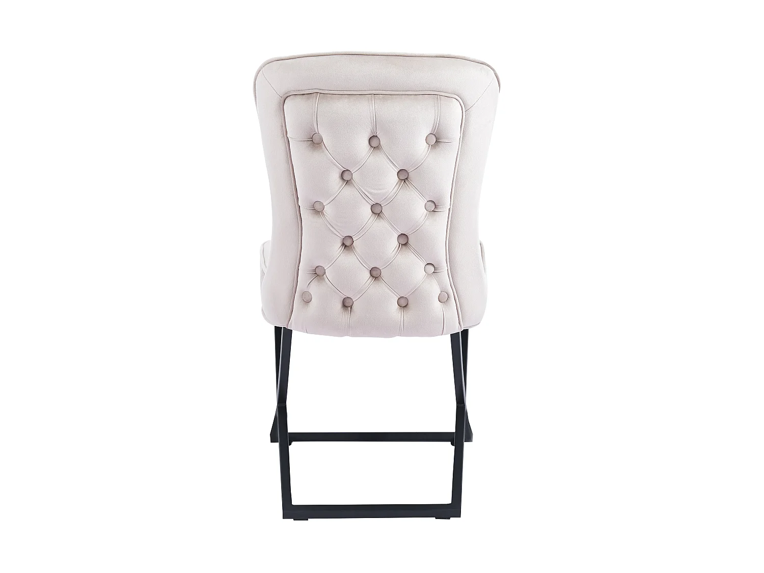 Lot 4 Chaises Salle à Manger Gabrielle Velours Beige Capitonné Pieds Métal Noir