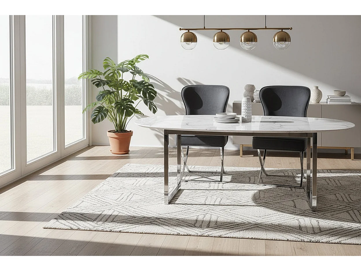 Lot 2 Chaises Salle à Manger Gabrielle Capitonnées Velours Anthracite Pieds Chrome 59x52x95cm