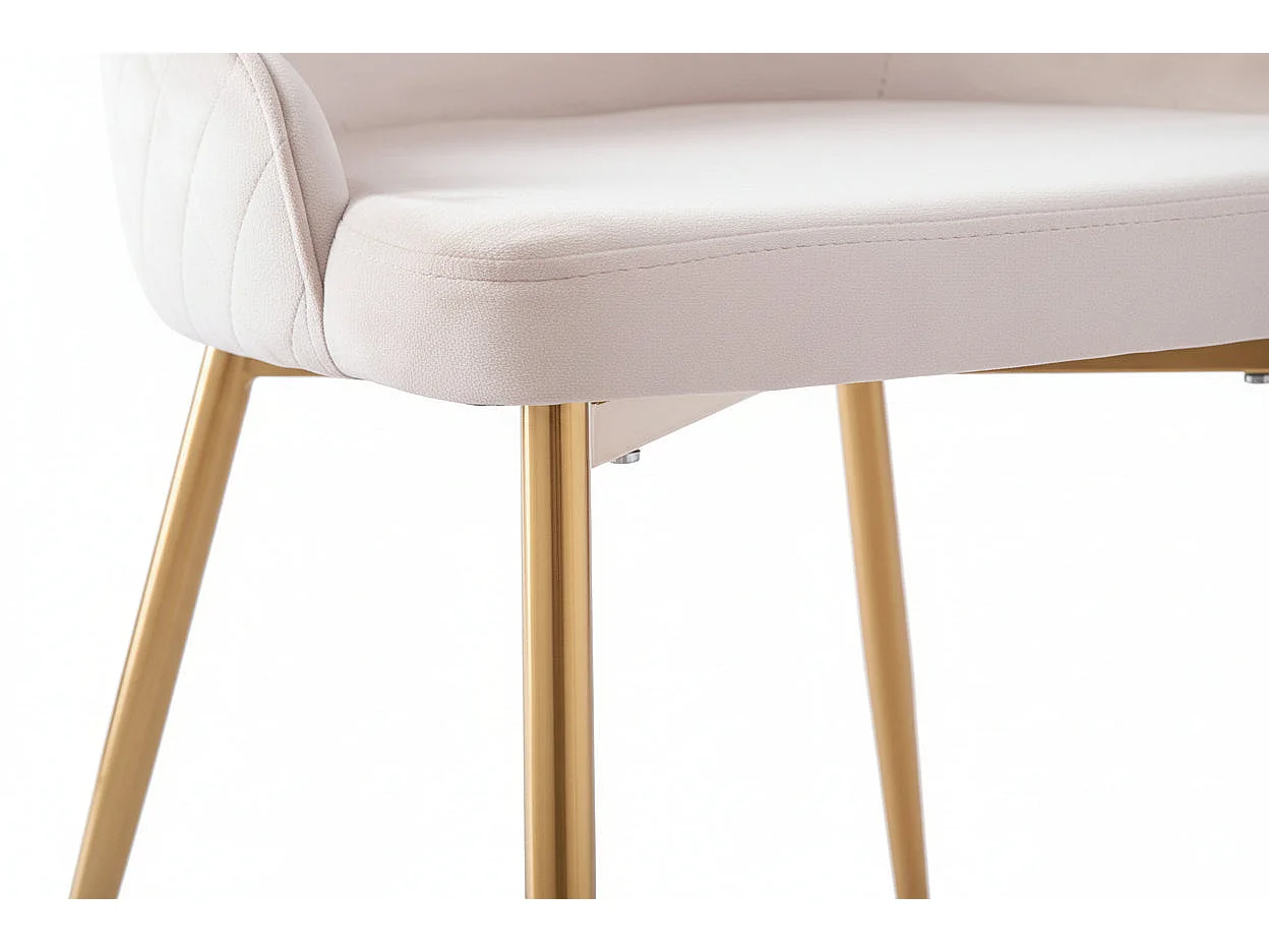 Lot 2 Chaises Salle à Manger Hilton Velours Beige Pieds Gold