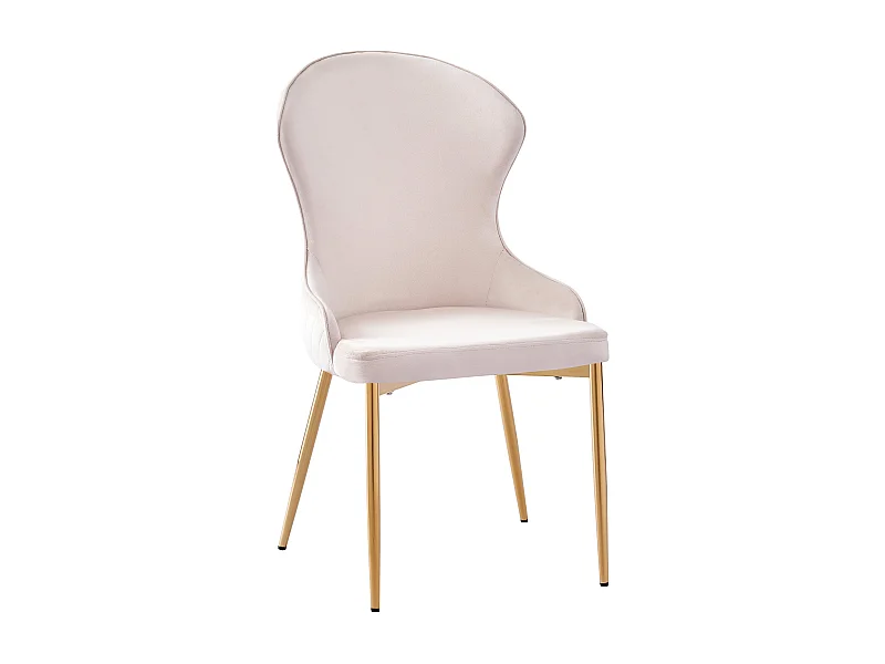 Lot 2 Chaises Salle à Manger Hilton Velours Beige Pieds Gold