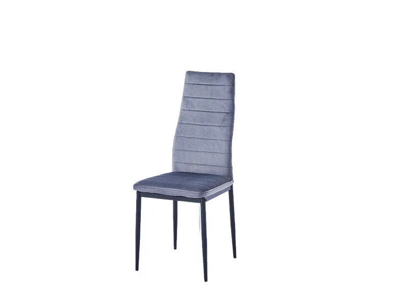 Lot 6 chaises velours gris pieds métal noir 52x45x90 cm TOLIA