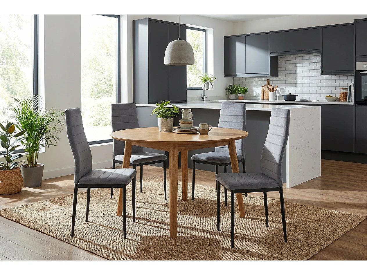 Lot 6 chaises velours gris pieds métal noir 52x45x90 cm TOLIA