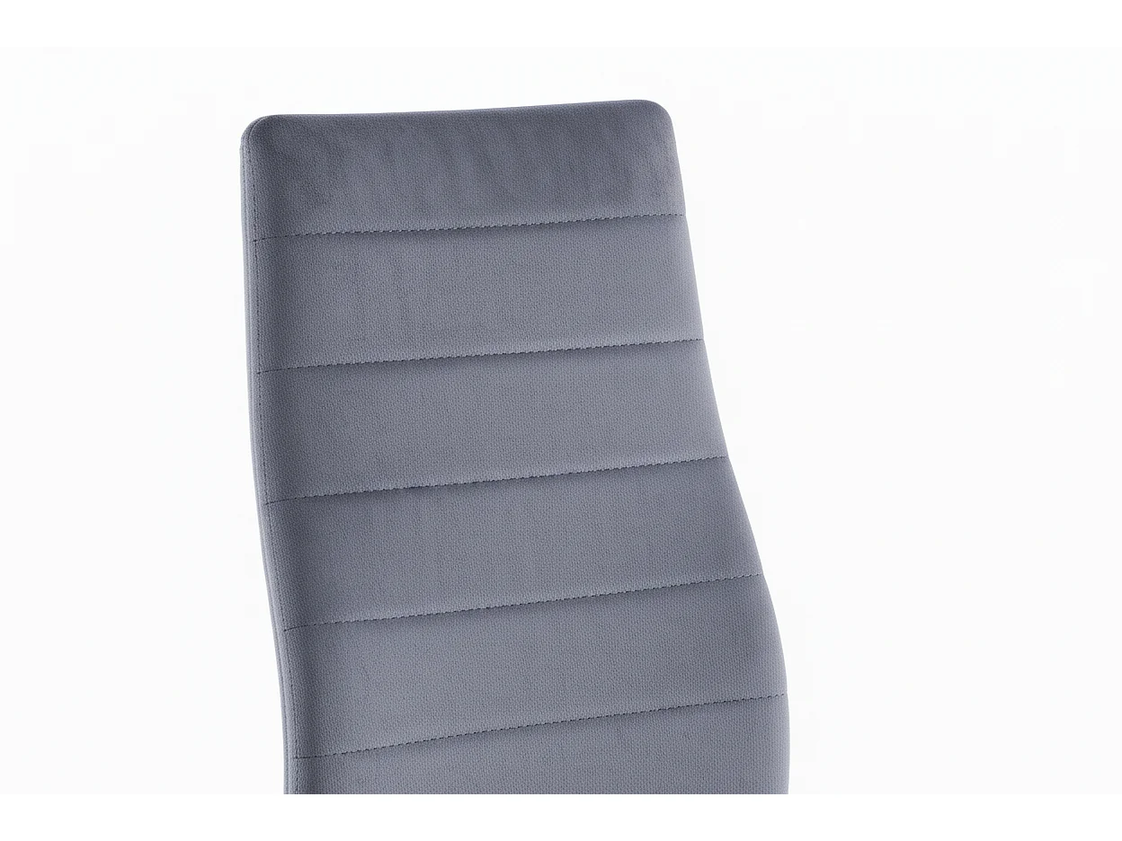 Lot 6 chaises velours gris pieds métal noir 52x45x90 cm TOLIA