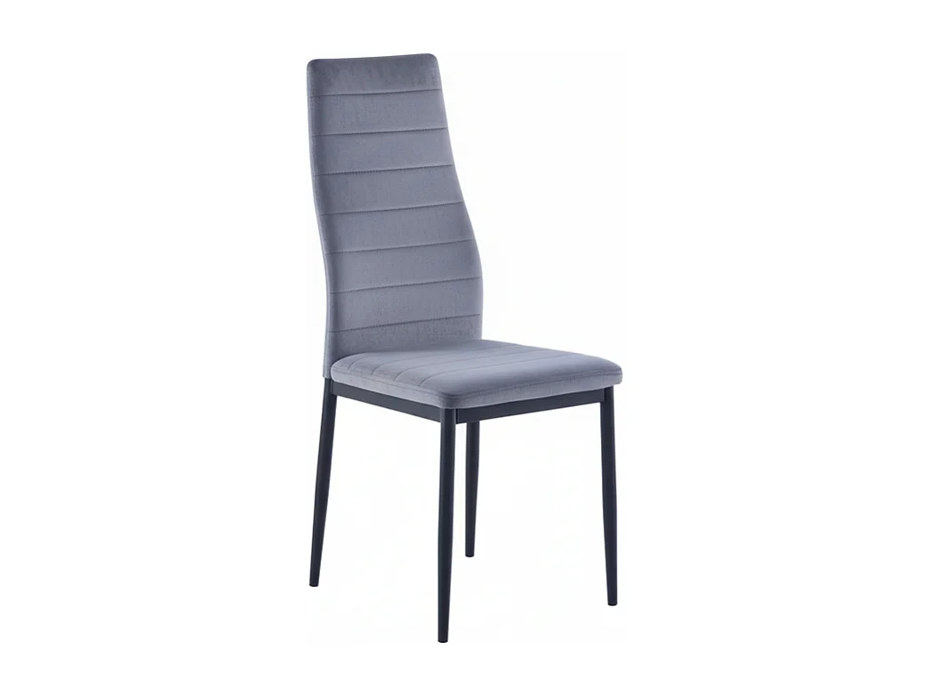 Lot 6 chaises velours gris pieds métal noir 52x45x90 cm TOLIA