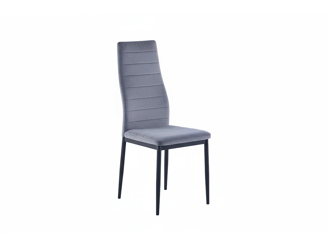 Lot 6 chaises velours gris pieds métal noir 52x45x90 cm TOLIA