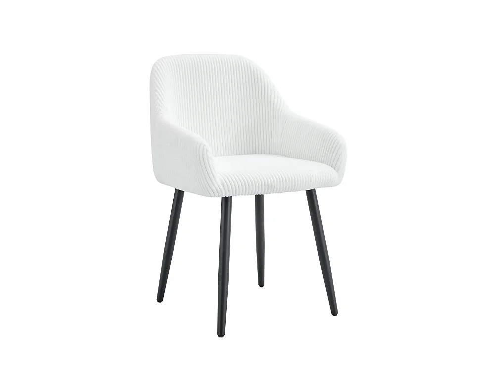 Lot 2 Chaises Salle à Manger Peach Accoudoirs Écru Pieds Métal Noir