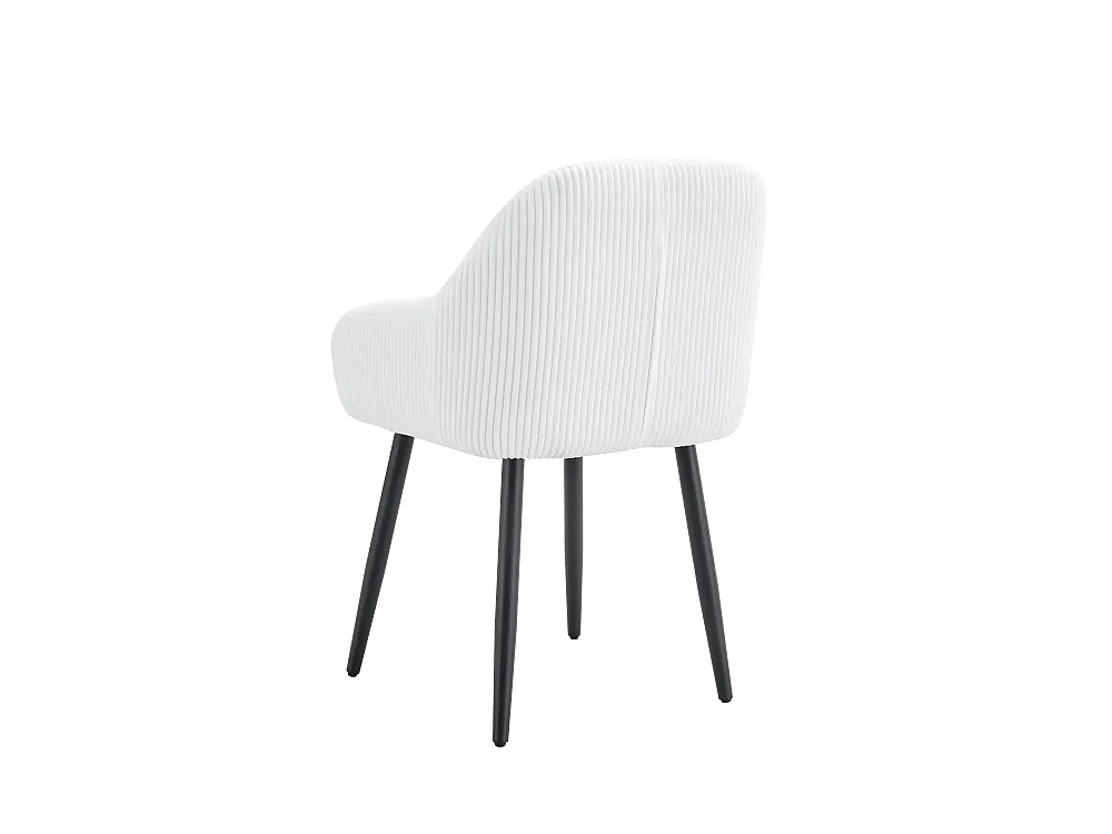 Lot 2 Chaises Salle à Manger Peach Accoudoirs Écru Pieds Métal Noir