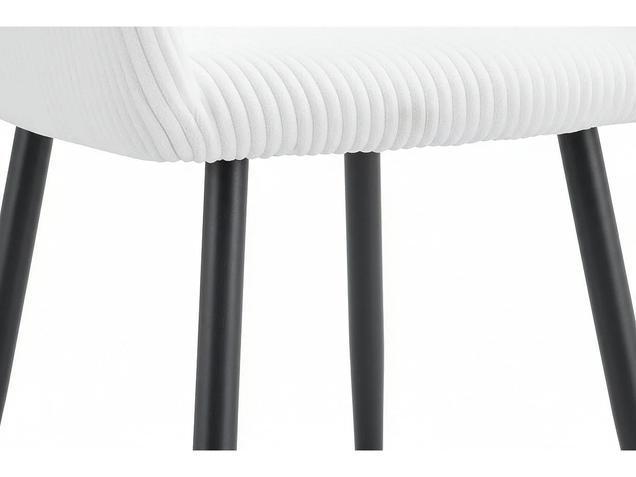 Lot 2 Chaises Salle à Manger Peach Accoudoirs Écru Pieds Métal Noir
