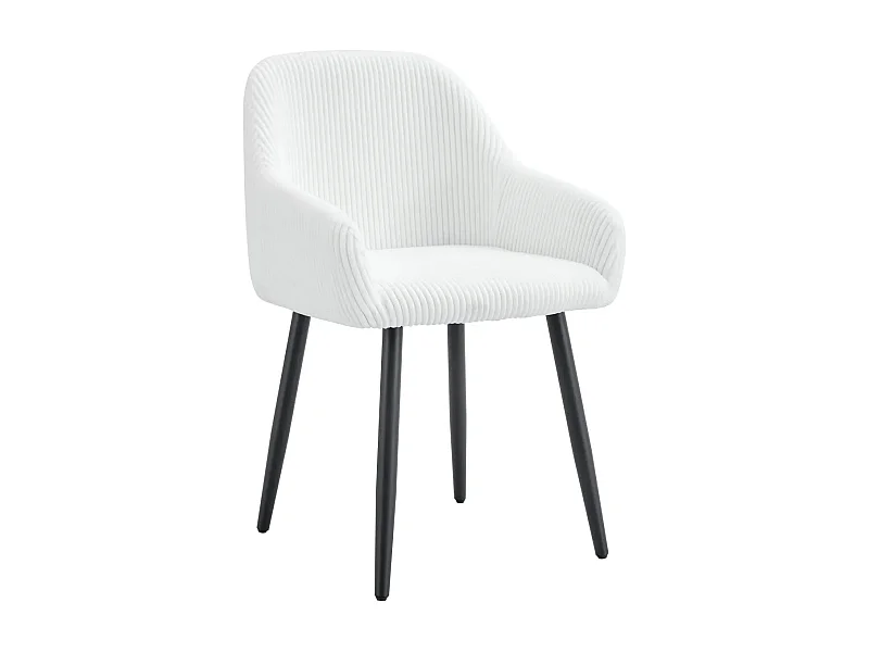 Lot de 2 chaises avec accoudoir PEACH pieds métal noir - écru