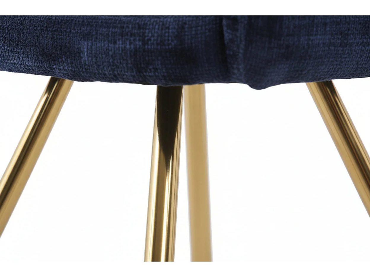 Lot 2 Chaises Salle à Manger Mimi Accoudoirs Bleu Pieds Gold 62x63x92cm