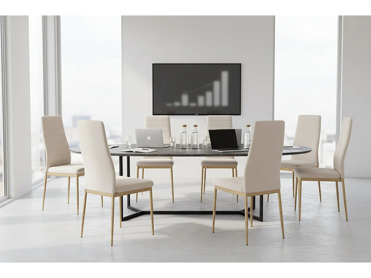 Lot 6 chaises velours beige pieds métal gold 52x45x90 cm TOLIA