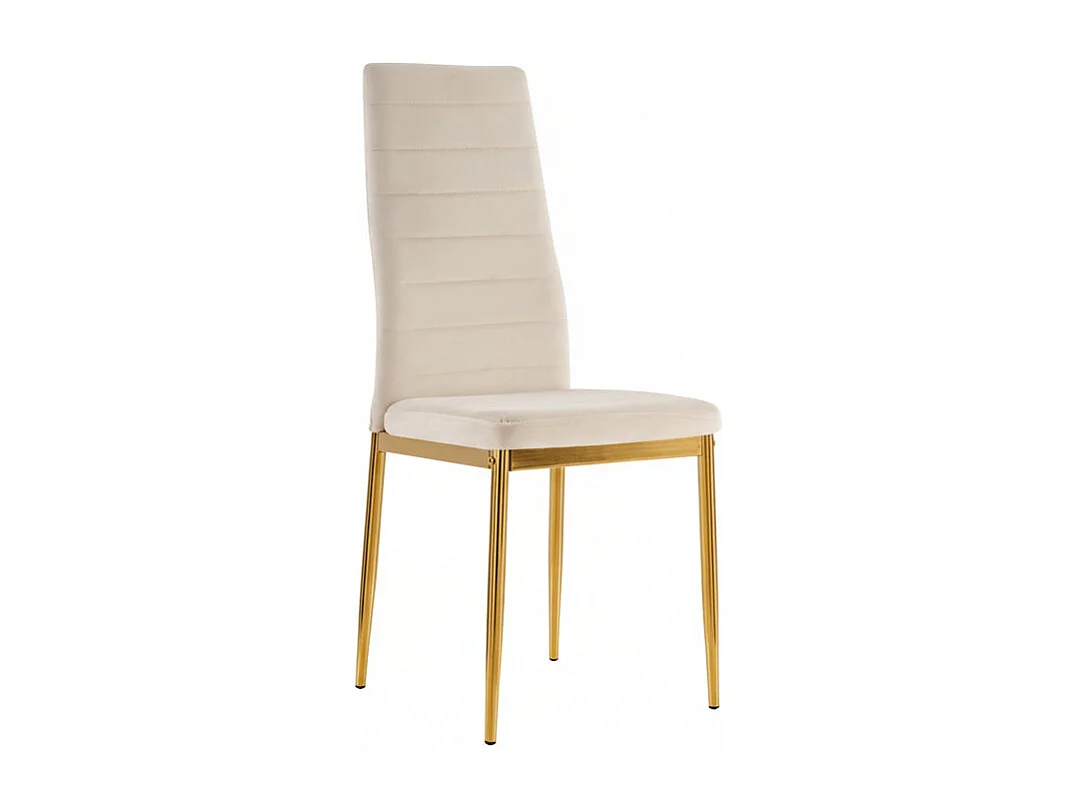 Lot 6 chaises velours beige pieds métal gold 52x45x90 cm TOLIA