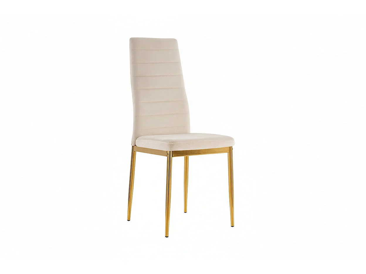 Lot de 6 chaises velours beige pieds métal gold 52x45x90 cm TOLIA