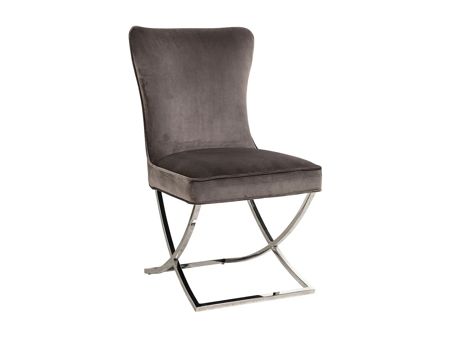 Lot 2 Chaises Salle à Manger Gabrielle Capitonnées Velours Taupe Pieds Chrome 59x52x95cm