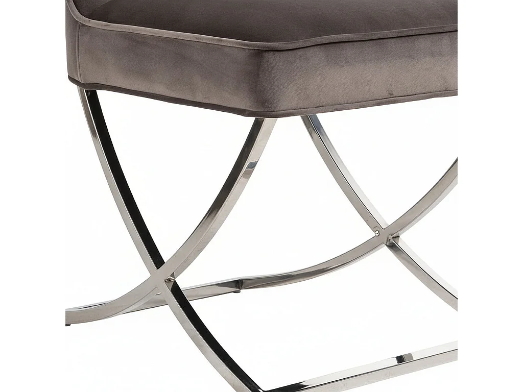 Lot 2 Chaises Salle à Manger Gabrielle Capitonnées Velours Taupe Pieds Chrome 59x52x95cm