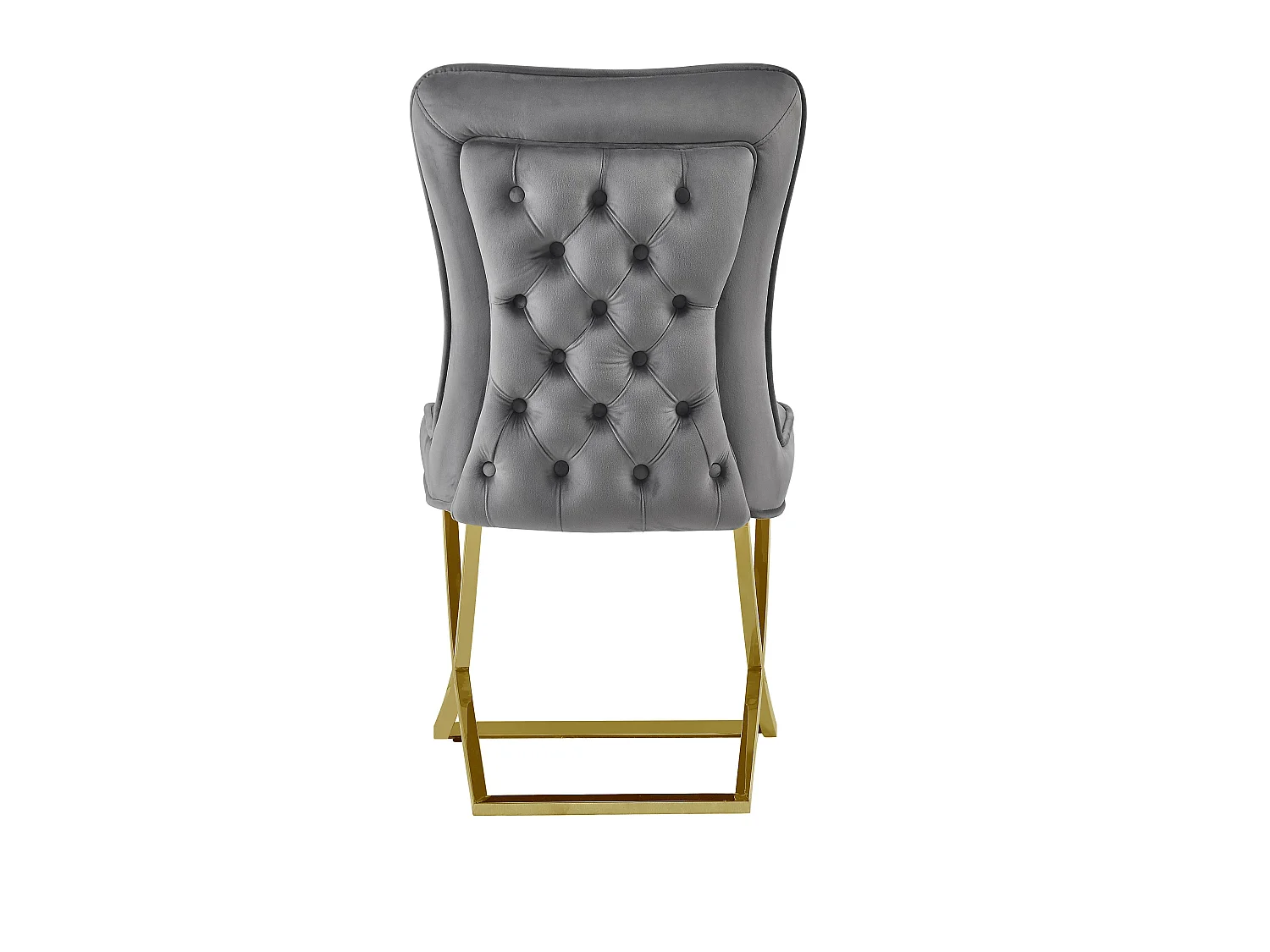 Lot 4 Chaises Salle à Manger Gabrielle Velours Anthracite Capitonné Pieds Gold