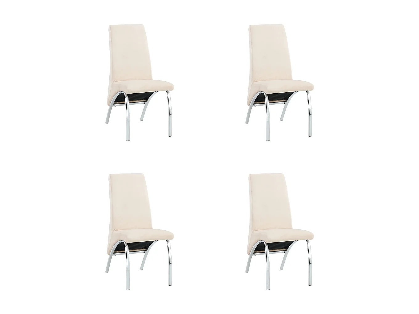 Lot de 4 Chaises Fate chrome et velours Beige