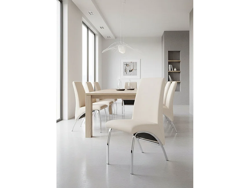 Lot de 4 Chaises Fate chrome et velours Beige