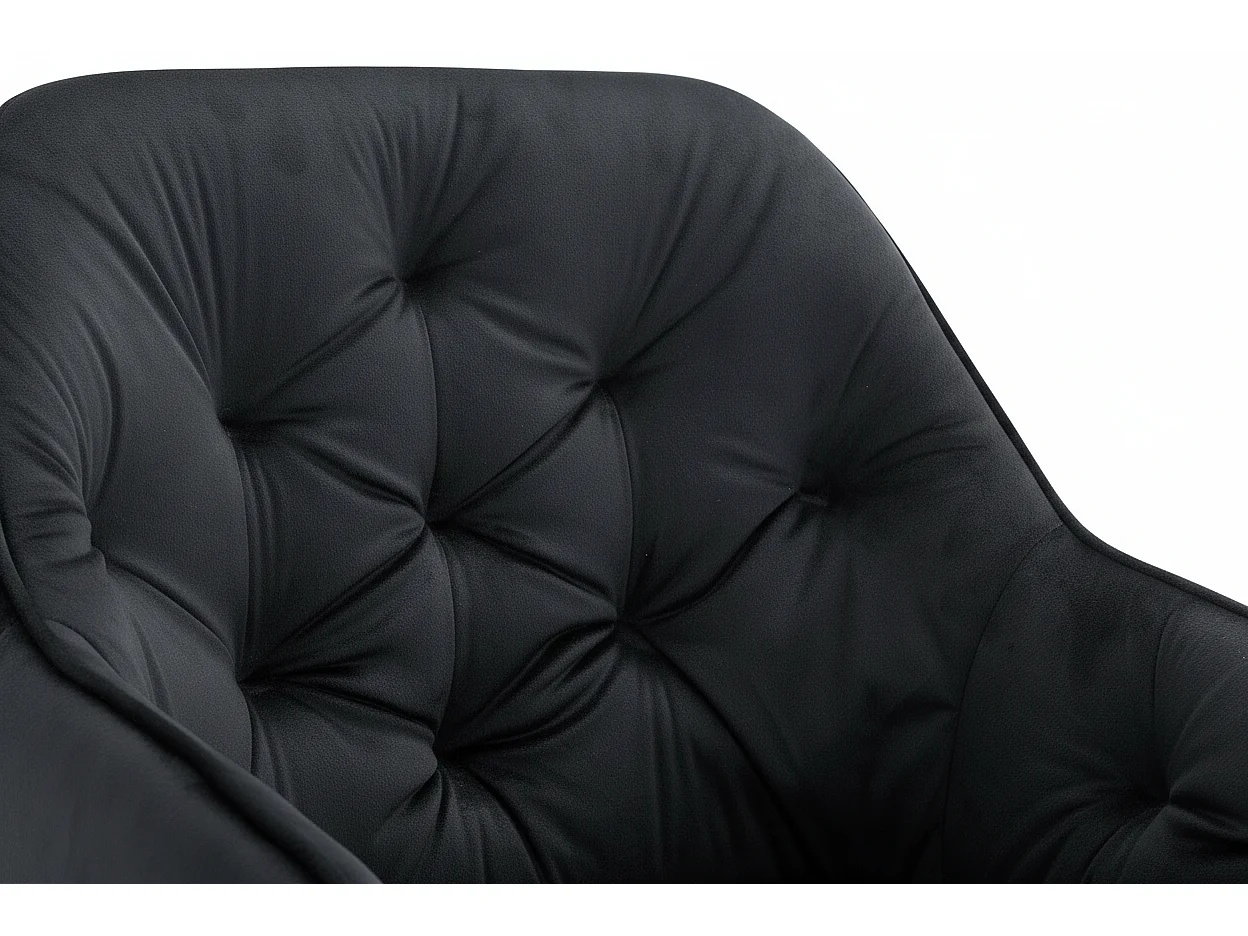 Lot 2 Chaises Salle à Manger Jade Accoudoirs Velours Noir Pieds Métal Noir 53,5x53x84cm