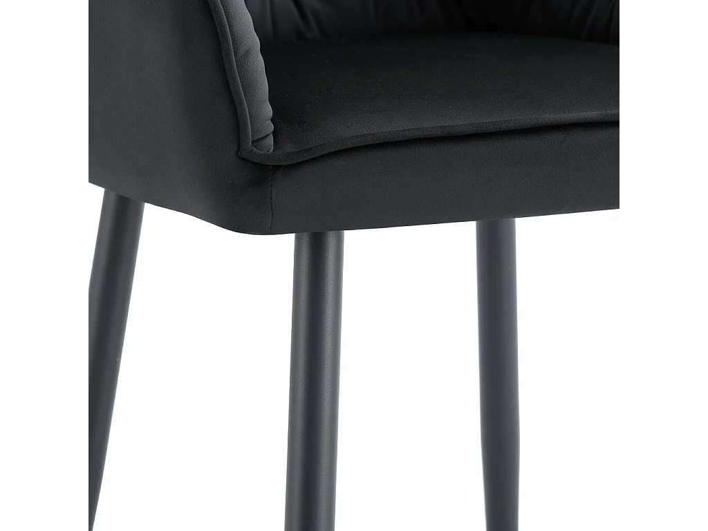 Lot 2 Chaises Salle à Manger Jade Accoudoirs Velours Noir Pieds Métal Noir 53,5x53x84cm