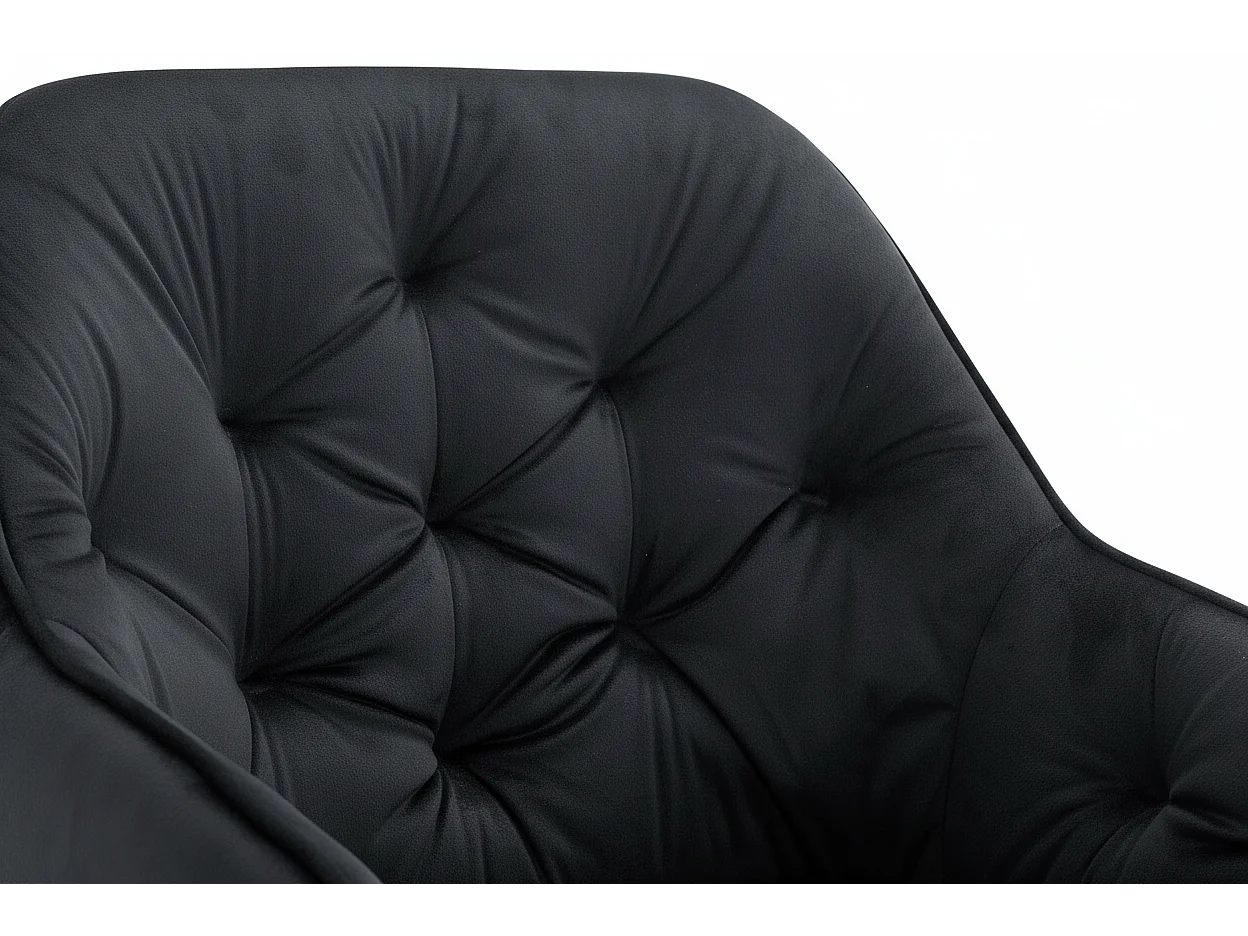 Lot 2 Chaises Salle à Manger Jade Accoudoirs Velours Noir Pieds Métal Noir 53,5x53x84cm