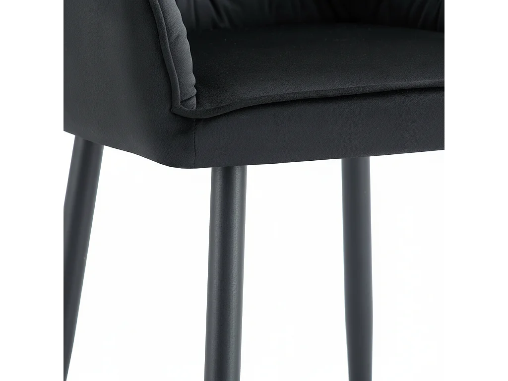 Lot 2 Chaises Salle à Manger Jade Accoudoirs Velours Noir Pieds Métal Noir 53,5x53x84cm