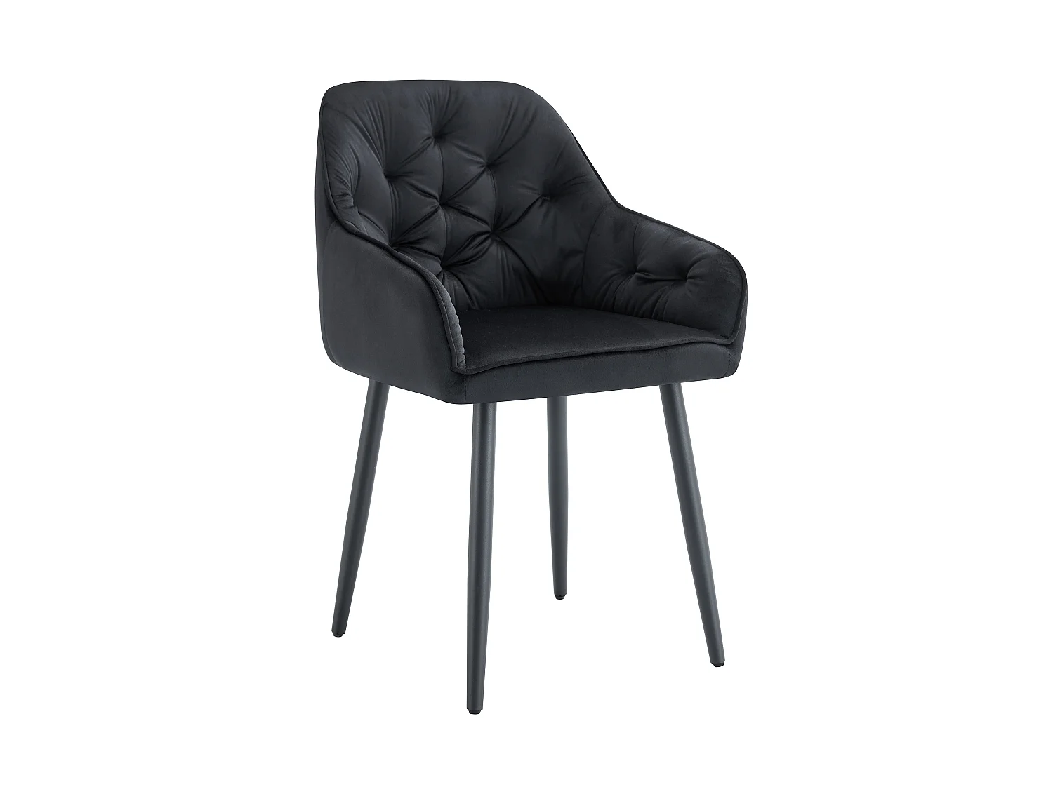 Lot 2 Chaises Salle à Manger Jade Accoudoirs Velours Noir Pieds Métal Noir 53,5x53x84cm