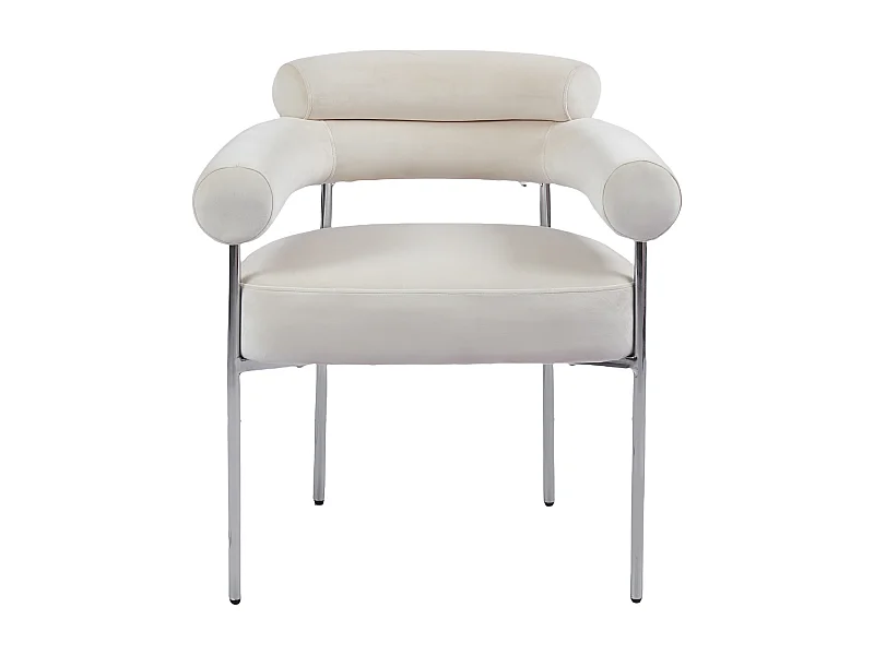 Lot de 2 chaises BULLE avec Accoudoirs Velours & Pieds Chrome 72x60x77 cm