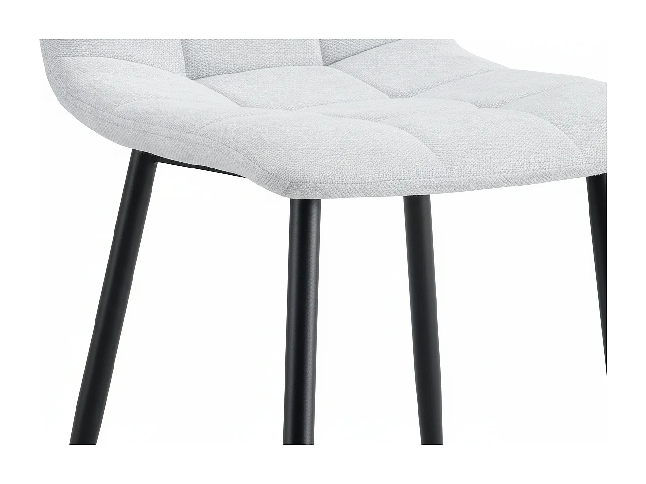 Lot 4 Chaises Salle à Manger Elisa Velours Serge Gris Pieds Métal Noir 42x55x87cm