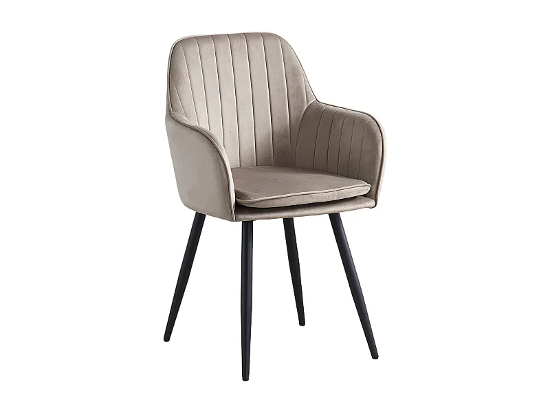 Lot de 2 chaises CANVAS velours taupe pieds en métal noir