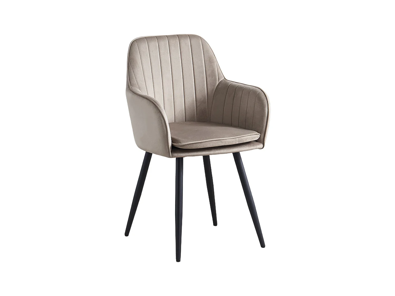 Lot de 2 chaises CANVAS velours taupe pieds en métal noir