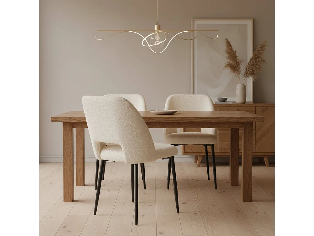 Lot de 4 chaises AVA Métal noir Velours - Doudou beige