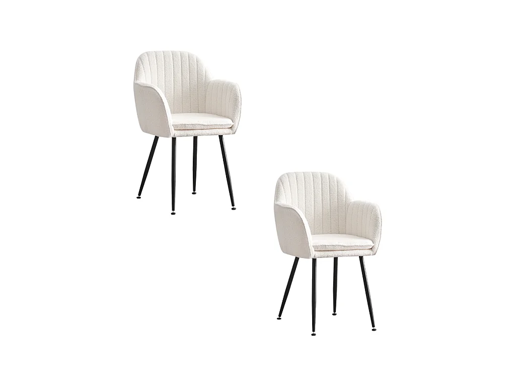Lot de 2 chaises Chic KANVAS en velours pieds métal noir