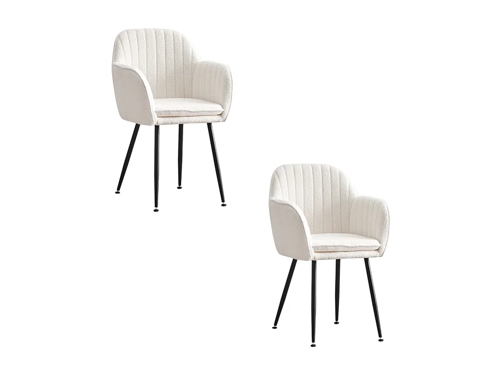 Lot de 2 chaises Chic KANVAS en velours pieds métal noir