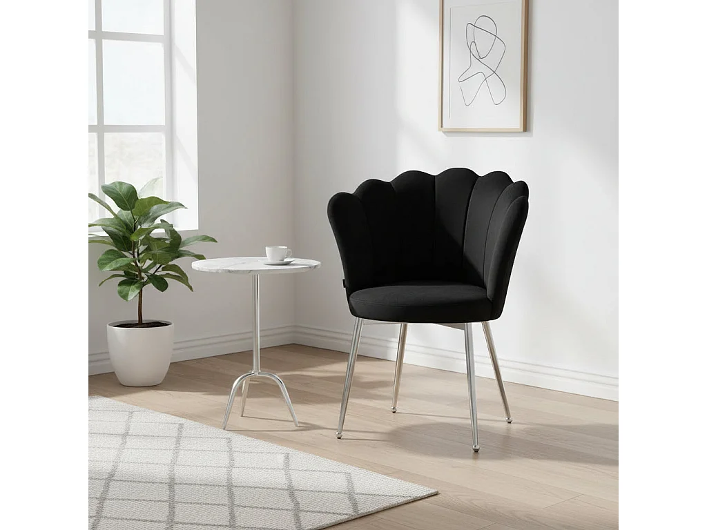 Lot de 2 chaises NYMPHEA pieds Chrome assise Velours Noir