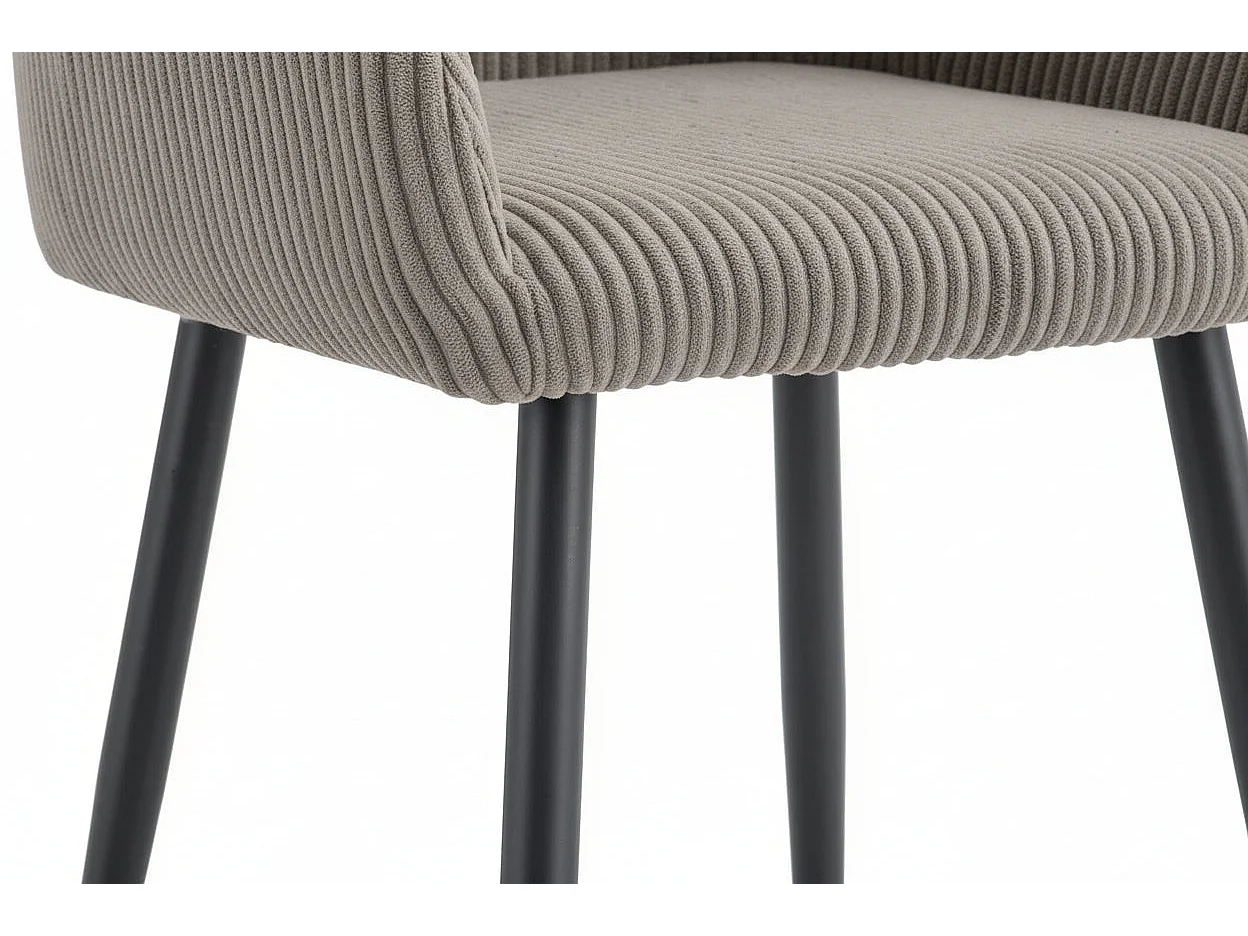 Lot 2 Chaises Salle à Manger Peach Accoudoirs Moka Pieds Métal Noir