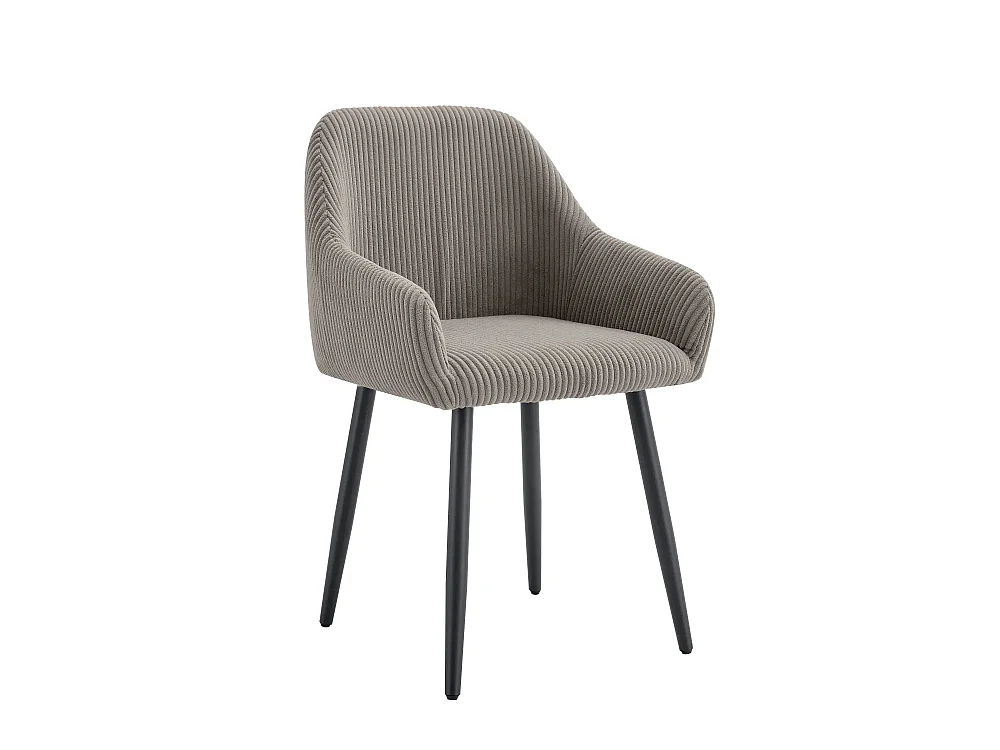 Lot 2 Chaises Salle à Manger Peach Accoudoirs Moka Pieds Métal Noir