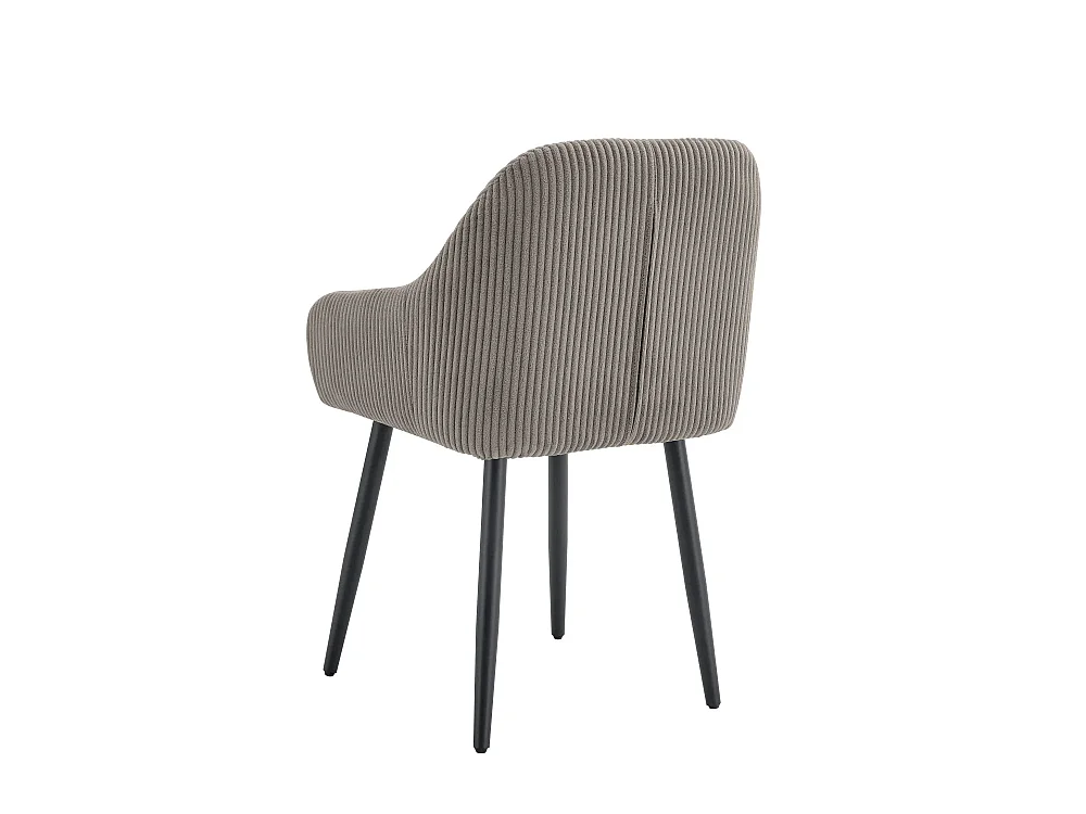 Lot 2 Chaises Salle à Manger Peach Accoudoirs Moka Pieds Métal Noir
