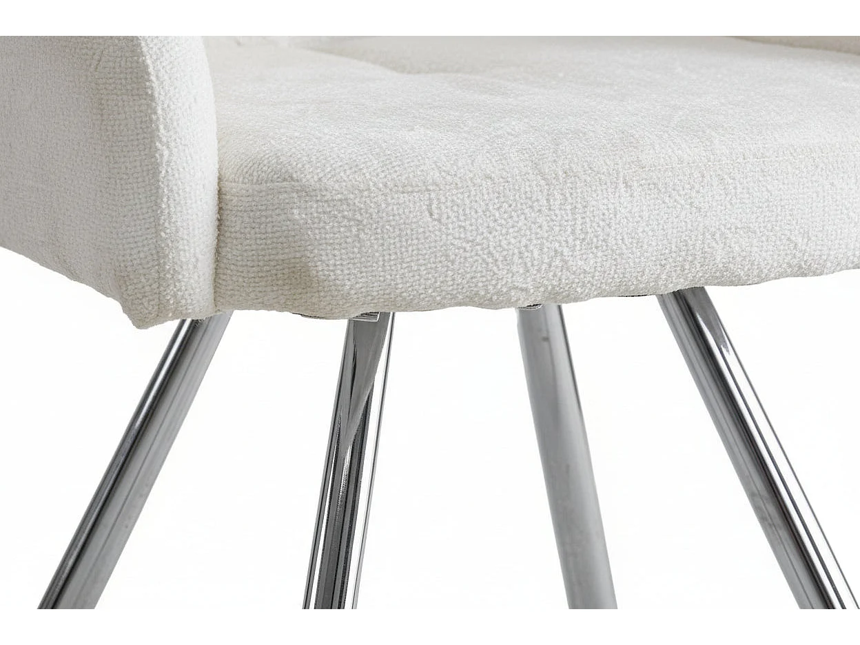 Lot 2 Chaises Salle à Manger Elisa Velours Doudou Pieds Chrome 42x55x87cm