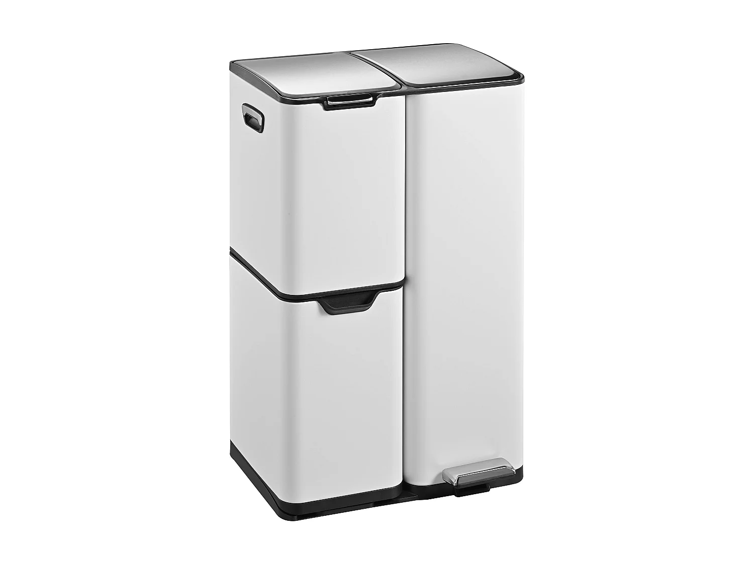 Poubelle de cuisine tri sélectif HAJA Blanc Acier inoxydable 60L