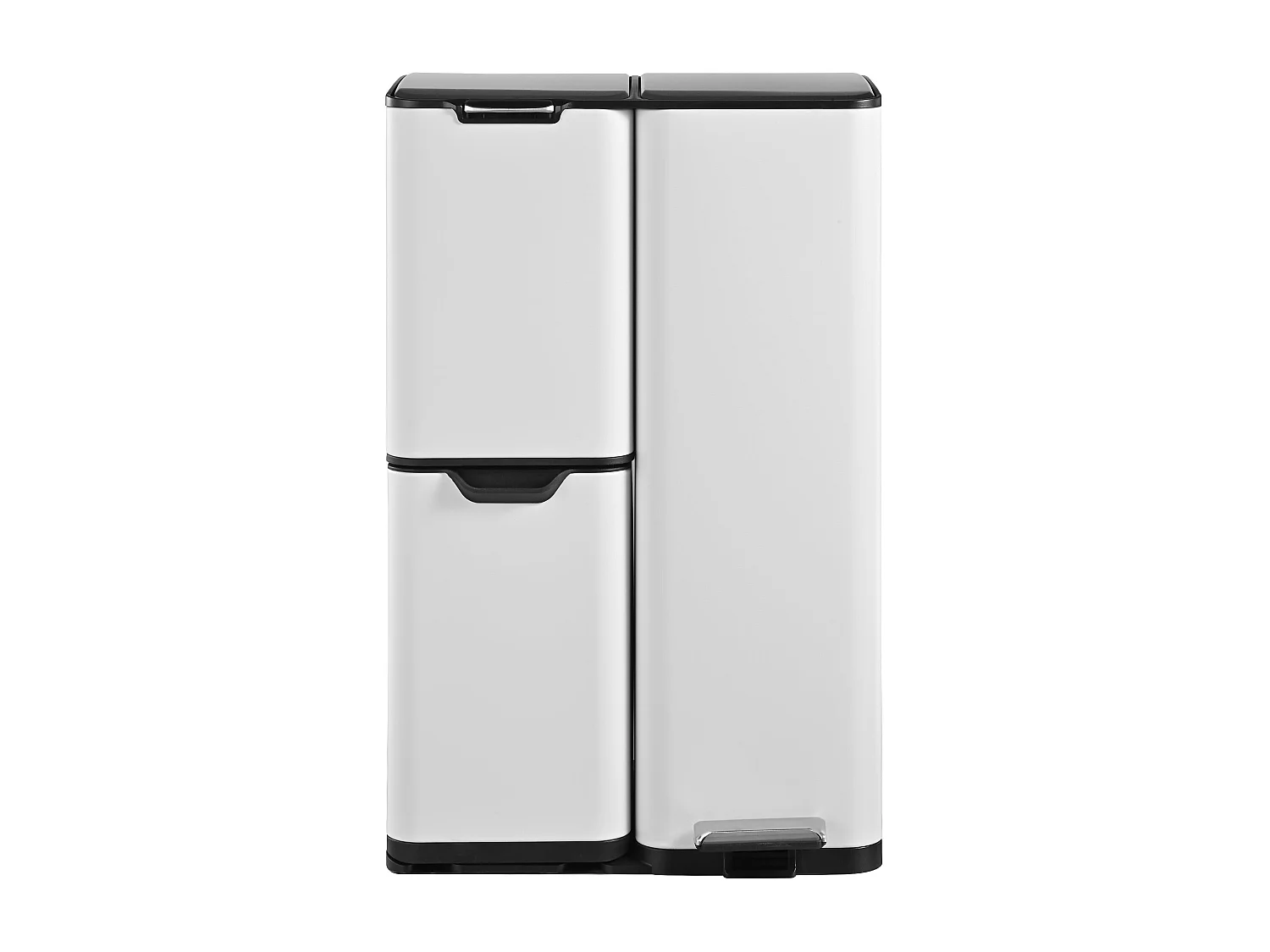 Poubelle de cuisine tri sélectif HAJA Blanc Acier inoxydable 60L