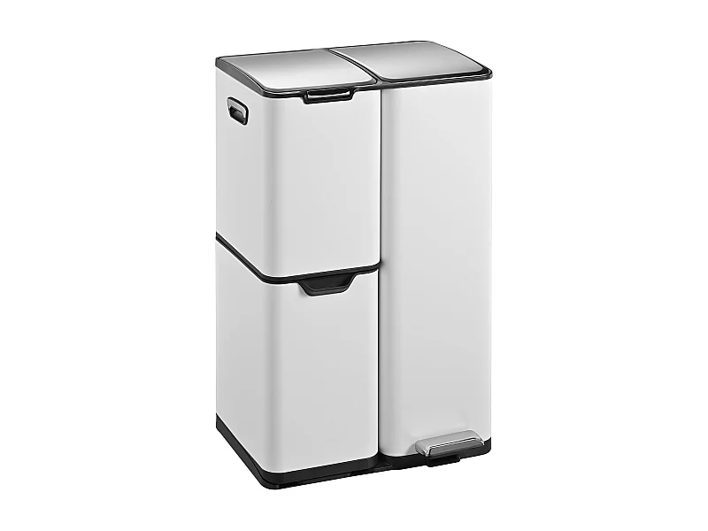 Poubelle pédale tri sélectif HAJA blanc 60L