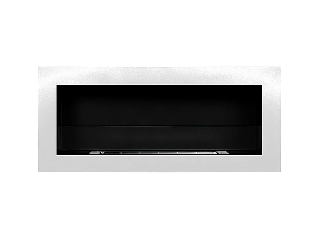 Livorno Witte wand- of inbouw bio-ethanolhaard, L 90 x D 12 x H 40 met glas