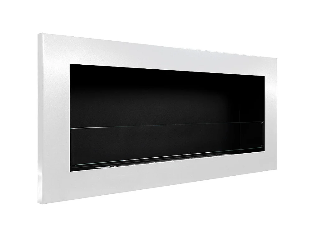 Livorno Witte wand- of inbouw bio-ethanolhaard, L 90 x D 12 x H 40 met glas