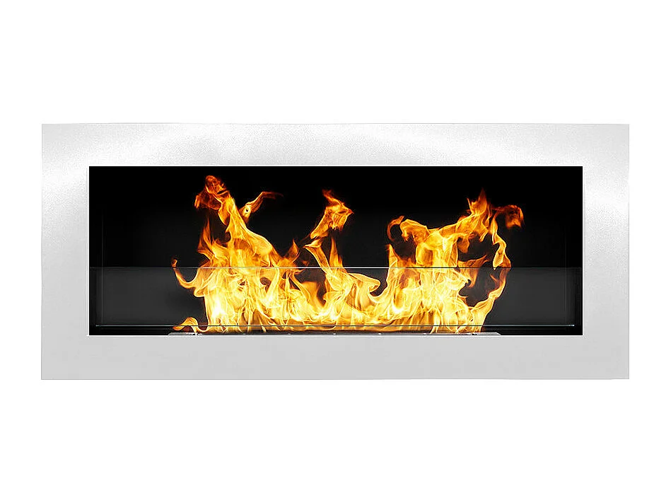 Chimenea de bioetanol de pared o empotrada Livorno White, L 90 x P 12 x H 40 con cristal