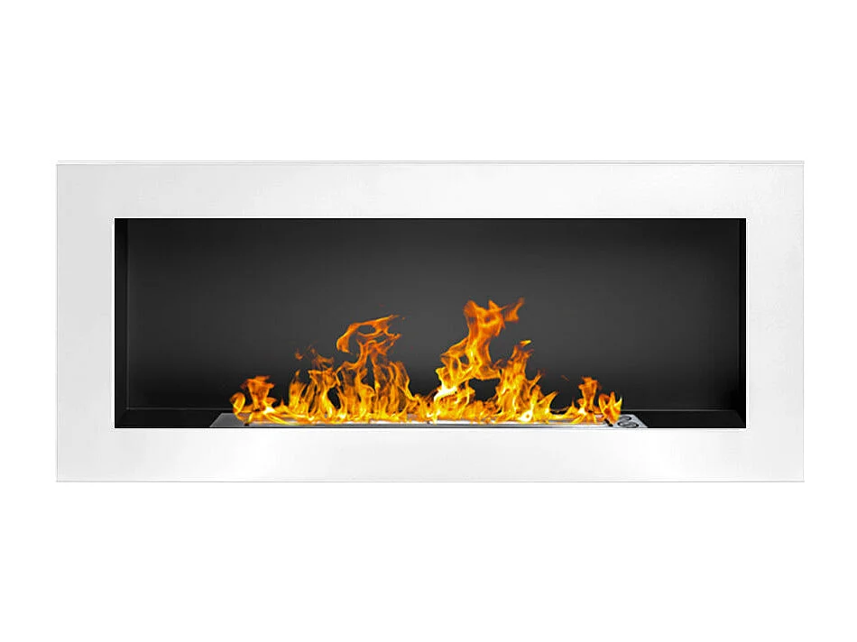 Chimenea de bioetanol Lucca White para pared o empotrada, L 90 x P 12 x H 40