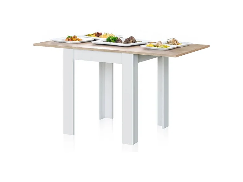 Mesa de comedor extensible Giro Blanco Artik (Blanco Mate) - Roble Canadian